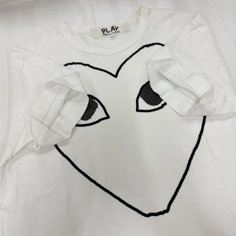 コムデギャルソン COMME des GARCONS Tシャツ 半袖 PLAY プレイ ハート 半袖 Tシャツ ロゴ プリント ワッペン パッチ XL ロゴ、文字 X プリント X 刺繍 白 / ホワイト / white X 黒 / ブラック / black メンズ USED 古着 中古 50161401