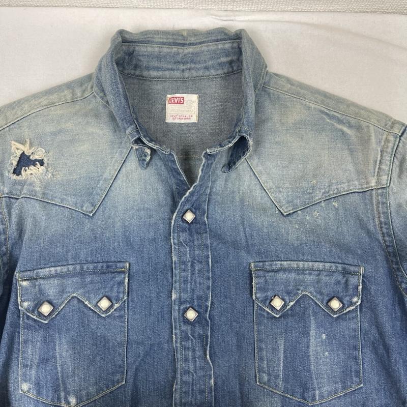 リーバイス Levi s シャツ、ブラウス 半袖 ショートホーンタグ 復刻 モデル デニム ウエスタン シャツ 60504-5375 L インディゴ / インディゴ / Indigo メンズ USED 古着 中古 50161409