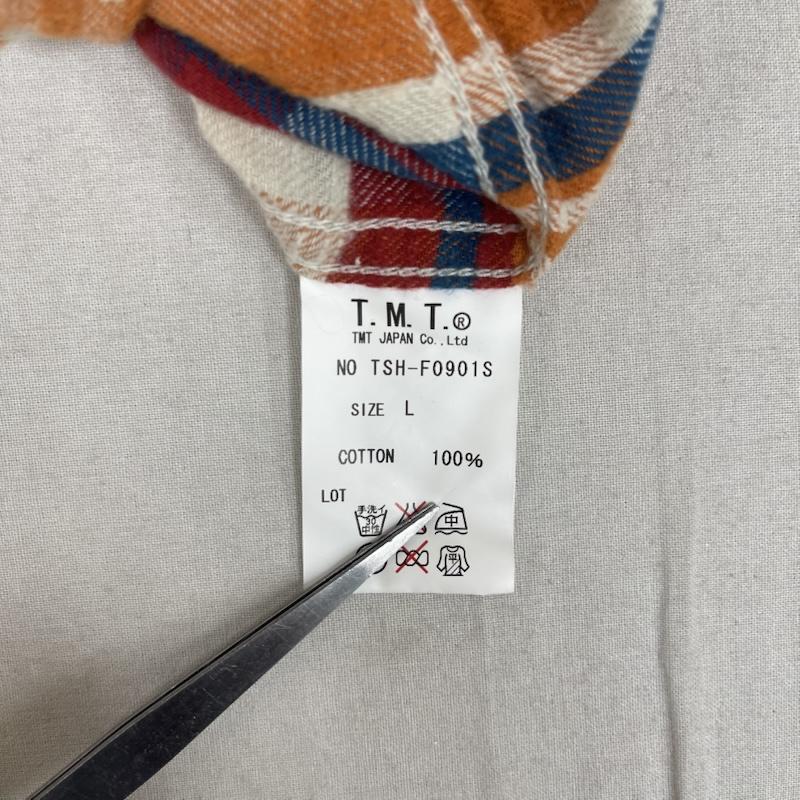 ティーエムティー TMT シャツ、ブラウス 長袖 日本製 長袖 スラブ チェック コットン シャツ tsh-f0901s L 橙 / オレンジ / orange メンズ USED 古着 中古 50161413