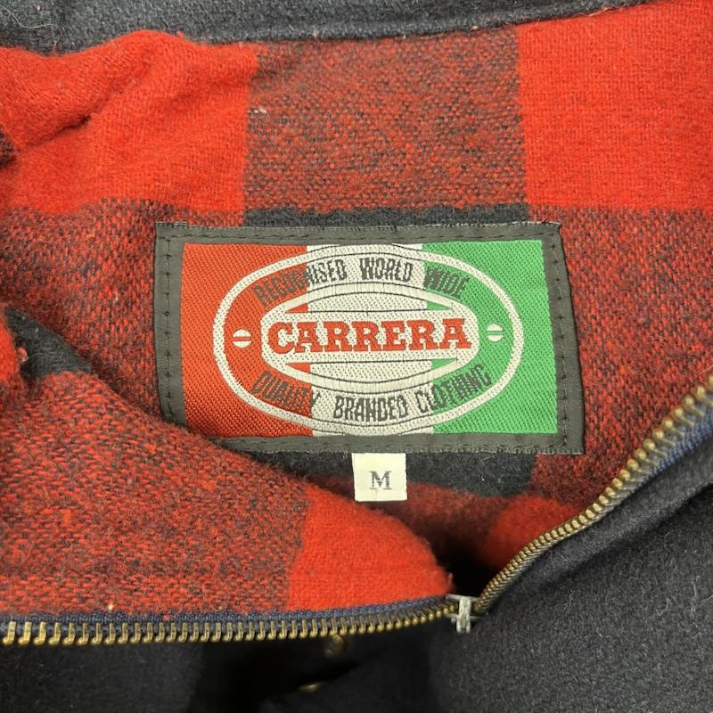 カレラ CARRERA ジャケット、上着 ジャンパー、ブルゾン ウールボンバー ジャケット 裏地 チェック ワンポイント ロゴ M チェック 紺 / ネイビー / navy メンズ USED 古着 中古 50161415