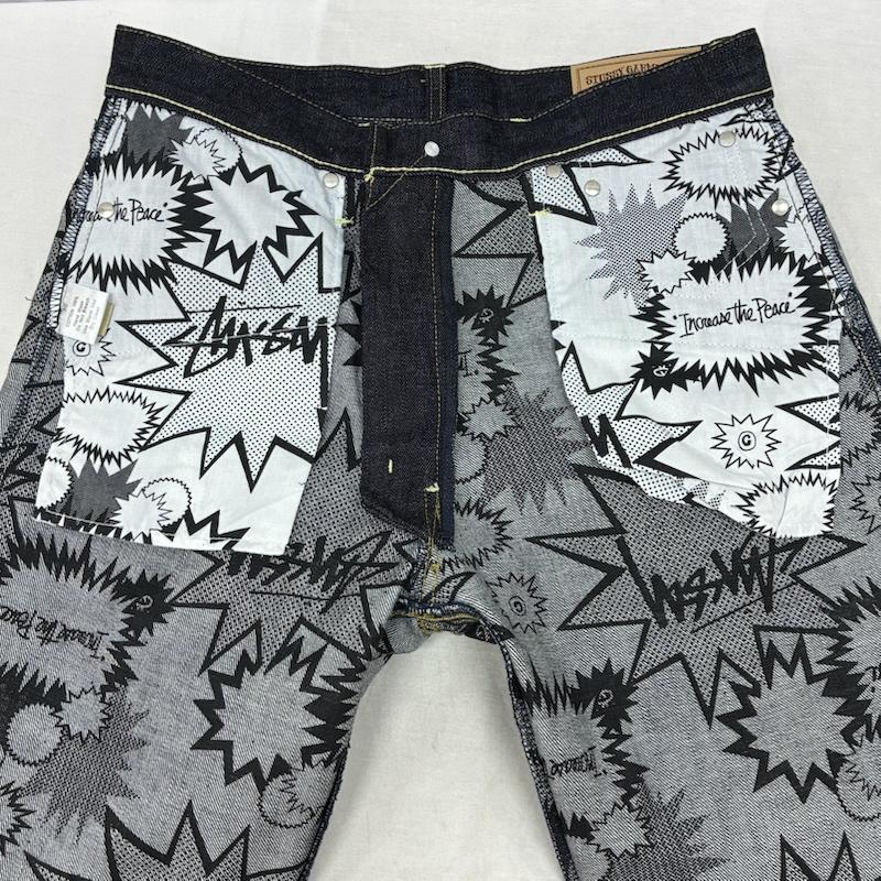 ステューシー STUSSY パンツ デニム、ジーンズ ROUGH AND RUGGED DENIM 裏総柄 切替 デニムパンツ 30インチ メンズ USED 古着 中古 50161425