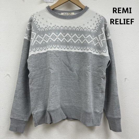 レミ レリーフ REMI RELIEF トレーナー 長袖 日本製 雪柄 ノルディック クルーネック スウェット トレーナー S 灰 / グレー / gray レディース USED 古着 中古 50161428