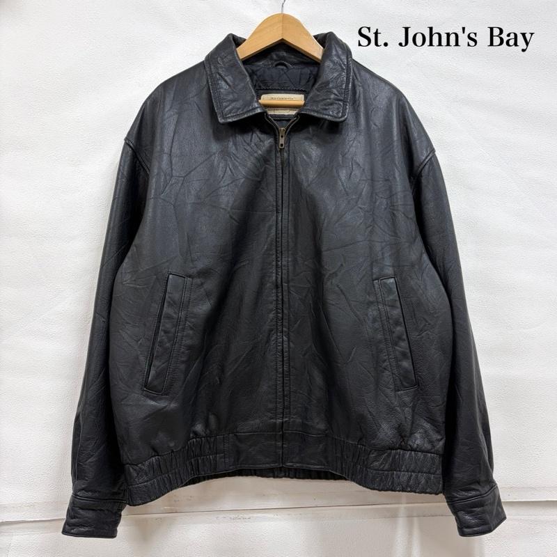 レザー レザー ジャケット、上着 ジャンパー、ブルゾン St.John’s セントジョンズベイ レザー ジャケット ブルゾン 裏地 キルティング ジップアップ ヴィンテージ - 無地 黒 / ブラック / black メンズ USED 古着 中古 50161434