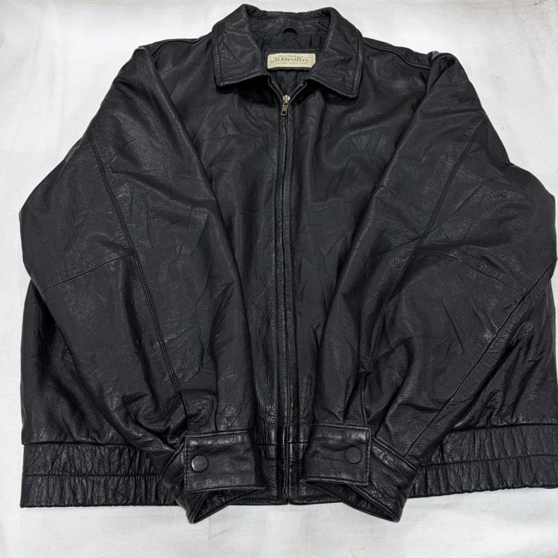 レザー レザー ジャケット、上着 ジャンパー、ブルゾン St.John’s セントジョンズベイ レザー ジャケット ブルゾン 裏地 キルティング ジップアップ ヴィンテージ - 無地 黒 / ブラック / black メンズ USED 古着 中古 50161434