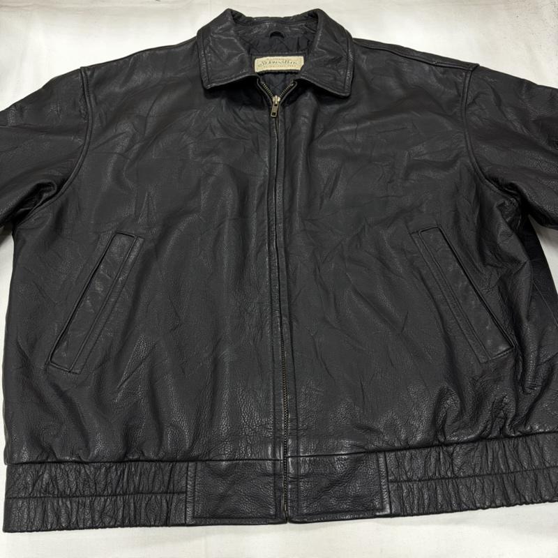 レザー レザー ジャケット、上着 ジャンパー、ブルゾン St.John’s セントジョンズベイ レザー ジャケット ブルゾン 裏地 キルティング ジップアップ ヴィンテージ - 無地 黒 / ブラック / black メンズ USED 古着 中古 50161434
