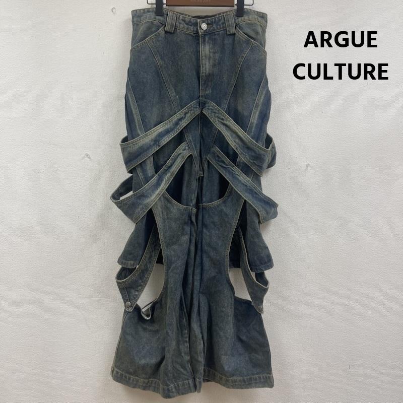 古着 USED パンツ ワークパンツ、ペインターパンツ ARGUECULTURE Dull wash cross infinity design デニム ワイド パンツ M インディゴ / インディゴ / Indigo メンズ USED 古着 中古 50161458