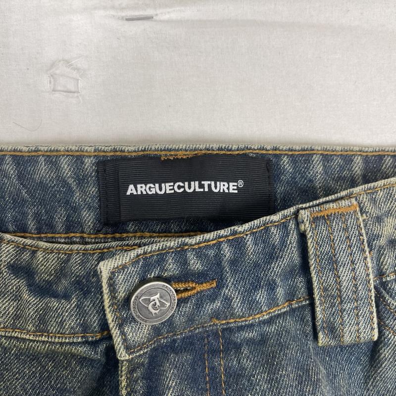 古着 USED パンツ ワークパンツ、ペインターパンツ ARGUECULTURE Dull wash cross infinity design デニム ワイド パンツ M インディゴ / インディゴ / Indigo メンズ USED 古着 中古 50161458