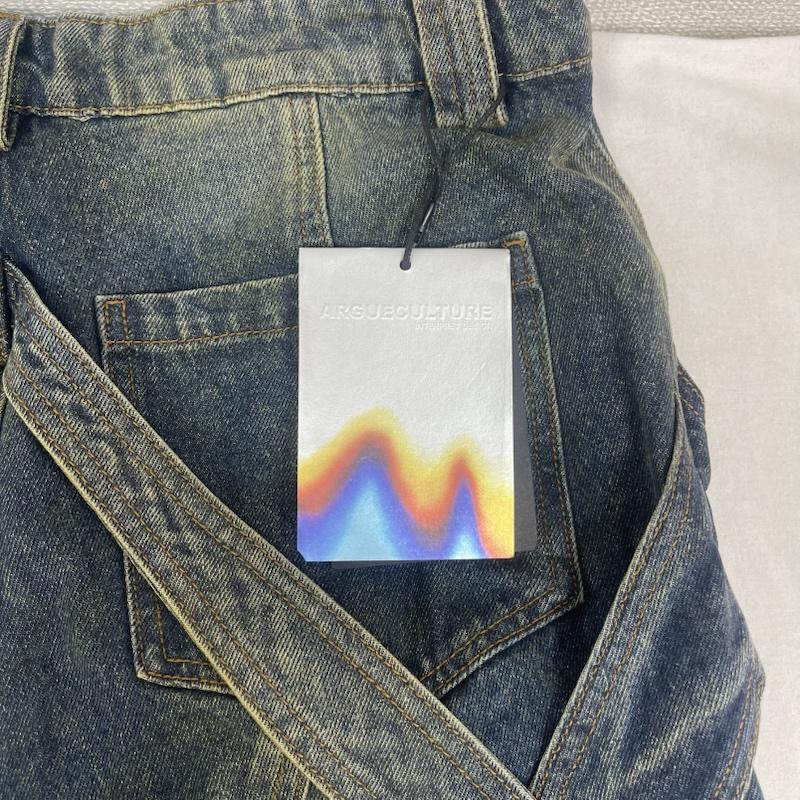 古着 USED パンツ ワークパンツ、ペインターパンツ ARGUECULTURE Dull wash cross infinity design デニム ワイド パンツ M インディゴ / インディゴ / Indigo メンズ USED 古着 中古 50161458