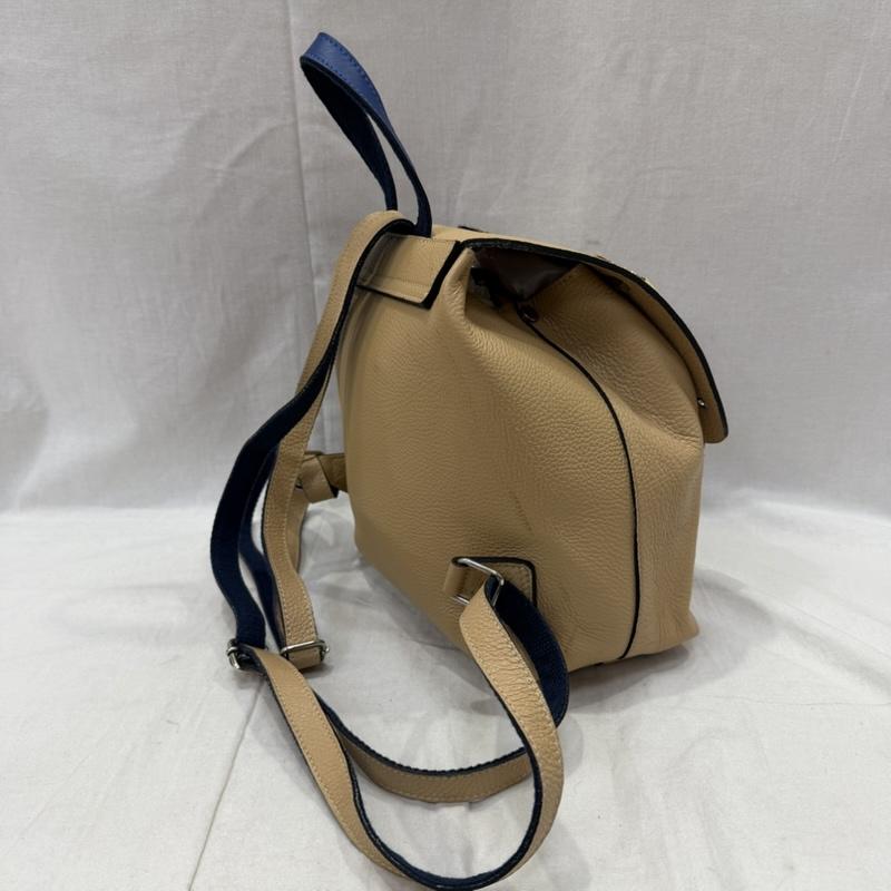 古着 USED リュックサック、デイパック リュックサック、デイバッグ bagolo ITALY製 ピンズカスタムデイパック リュックサック レザー ベージュ×ブルー - ベージュ / ベージュ / beige レディース USED 古着 中古 50161460