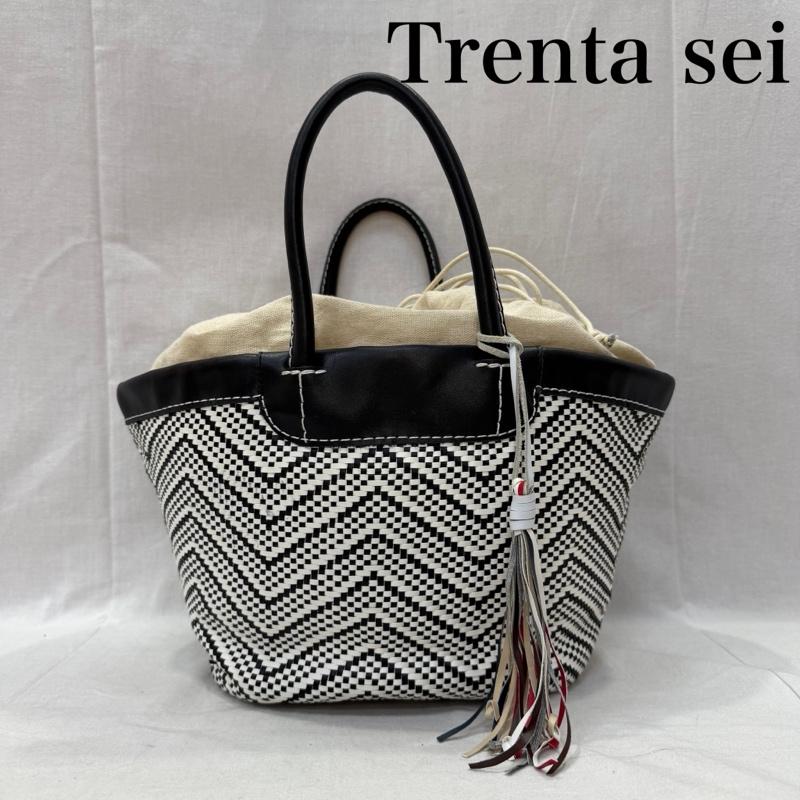 古着 USED トートバッグ トートバッグ Trenta sei メッシュトートバッグ black×white - 総柄 黒 / ブラック / black X 白 / ホワイト / white レディース USED 古着 中古 50161462