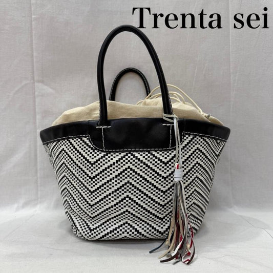 古着 USED トートバッグ トートバッグ Trenta sei メッシュトートバッグ black×white - 総柄 黒 / ブラック / black X 白 / ホワイト / white レディース USED 古着 中古 50161462