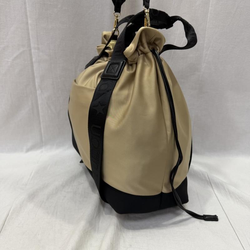 古着 USED トートバッグ トートバッグ PLUS an プラスアン 2way bag トート ショルダー ナイロン ベージュ×ブラック - ロゴ、文字 黒 / ブラック / black X ベージュ / ベージュ / beige レディース USED 古着 中古 50161463