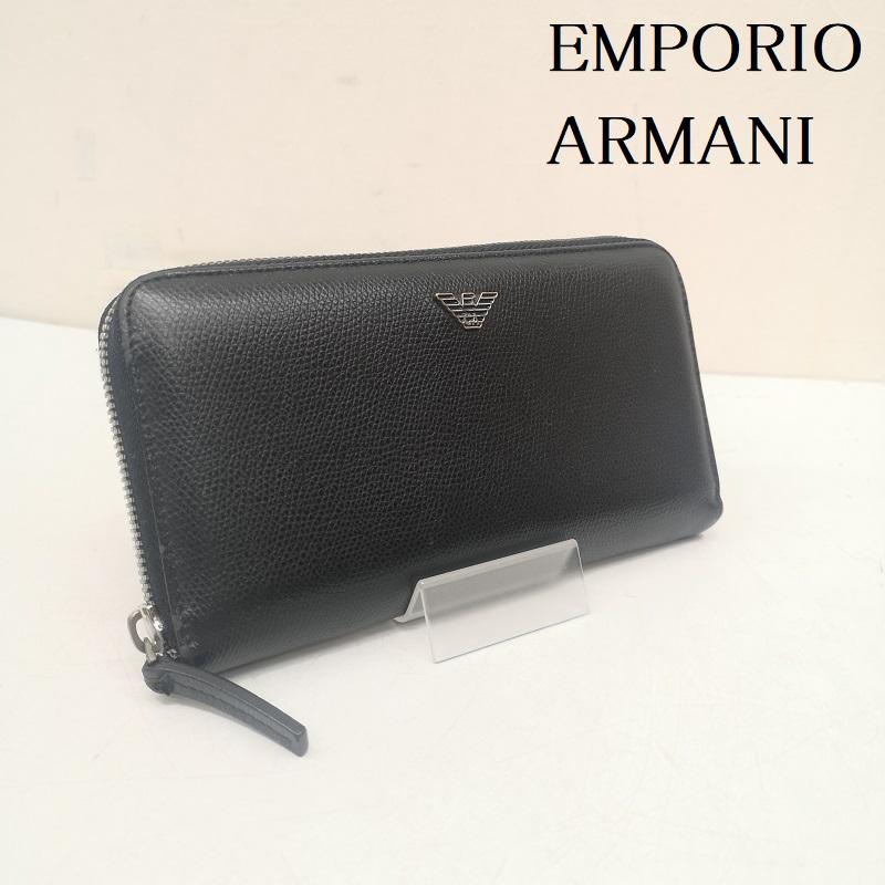 エンポリオアルマーニ EMPORIO ARMANI 財布 長財布 ラウンドファスナー 長財布 ロングウォレット - 黒 / ブラック / black メンズ USED 古着 中古 50161469