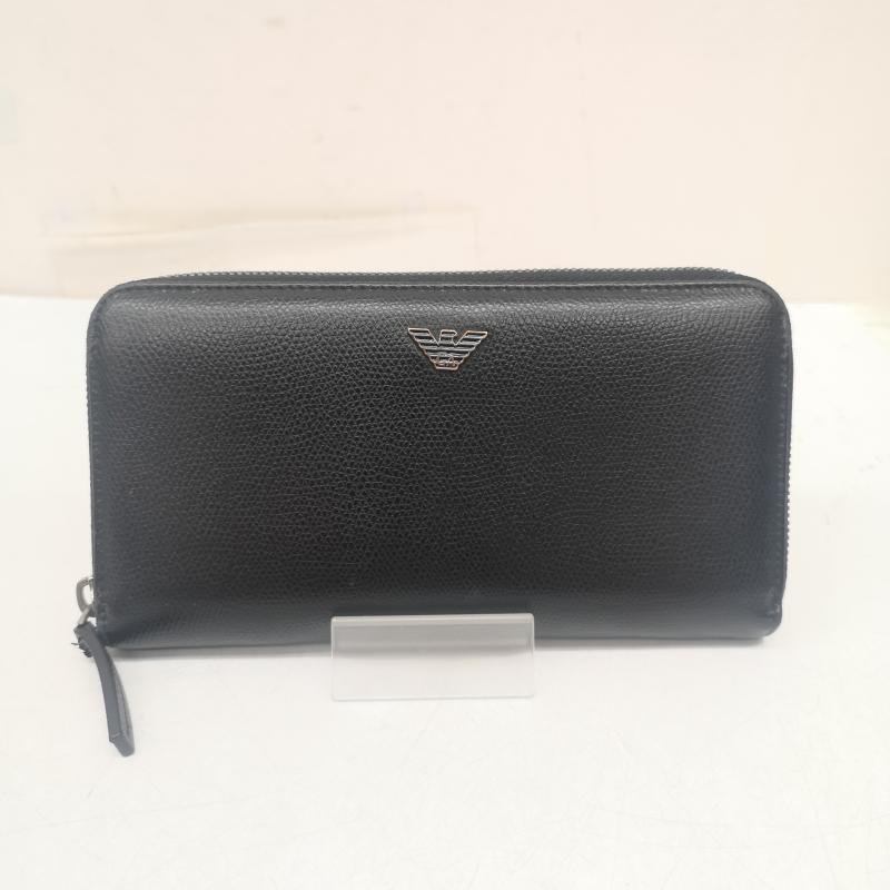 エンポリオアルマーニ EMPORIO ARMANI 財布 長財布 ラウンドファスナー 長財布 ロングウォレット - 黒 / ブラック / black メンズ USED 古着 中古 50161469