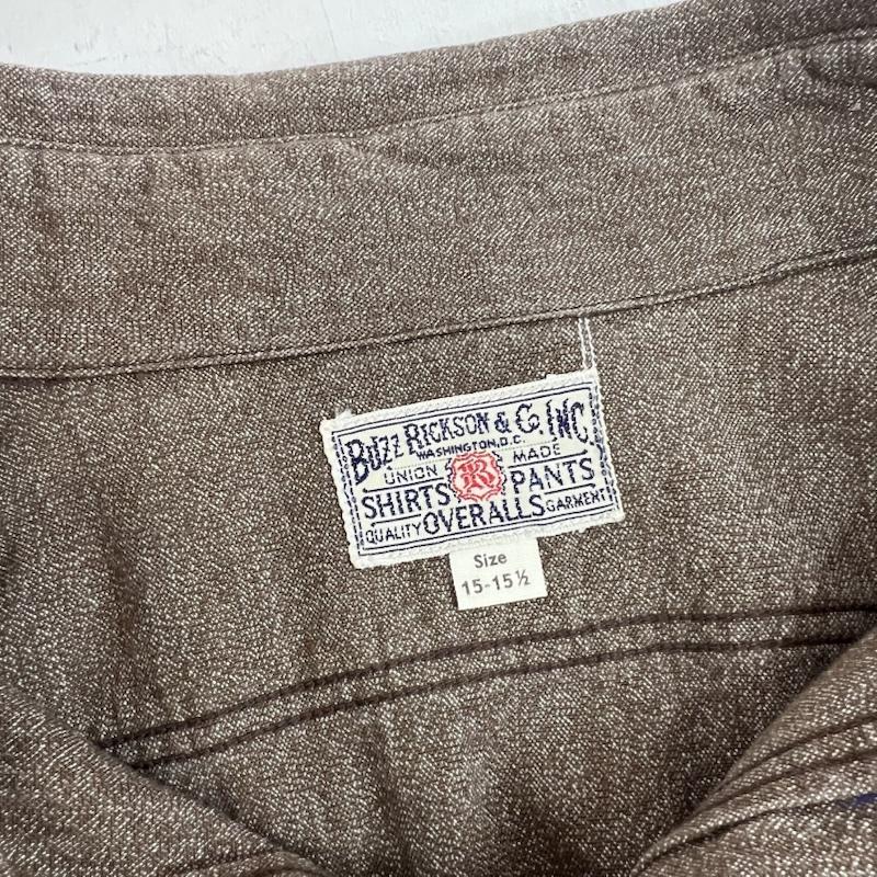 バズリクソンズ Buzz Rickson s シャツ、ブラウス 長袖 BR26082 コットン・コバート ワークシャツ シャンブレー M 茶 / ブラウン / brown メンズ USED 古着 中古 50161471
