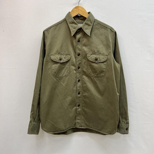 バズリクソンズ Buzz Rickson s シャツ、ブラウス 長袖 ヘリンボーン ワークシャツ BR26081 M カーキオリーブ / カーキオリーブ / メンズ USED 古着 中古 50161473