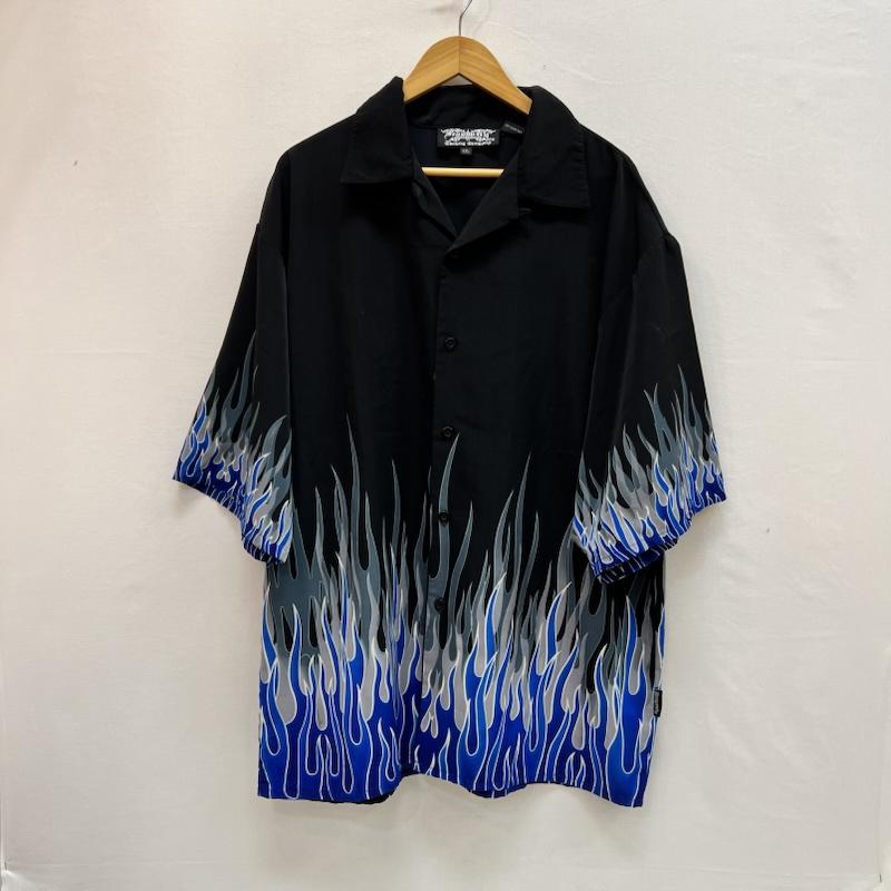 古着 USED シャツ、ブラウス 半袖 DRAGON FLY ファイヤーパターン 開襟シャツ アロハ XXL 黒 / ブラック / black メンズ USED 古着 中古 50161477