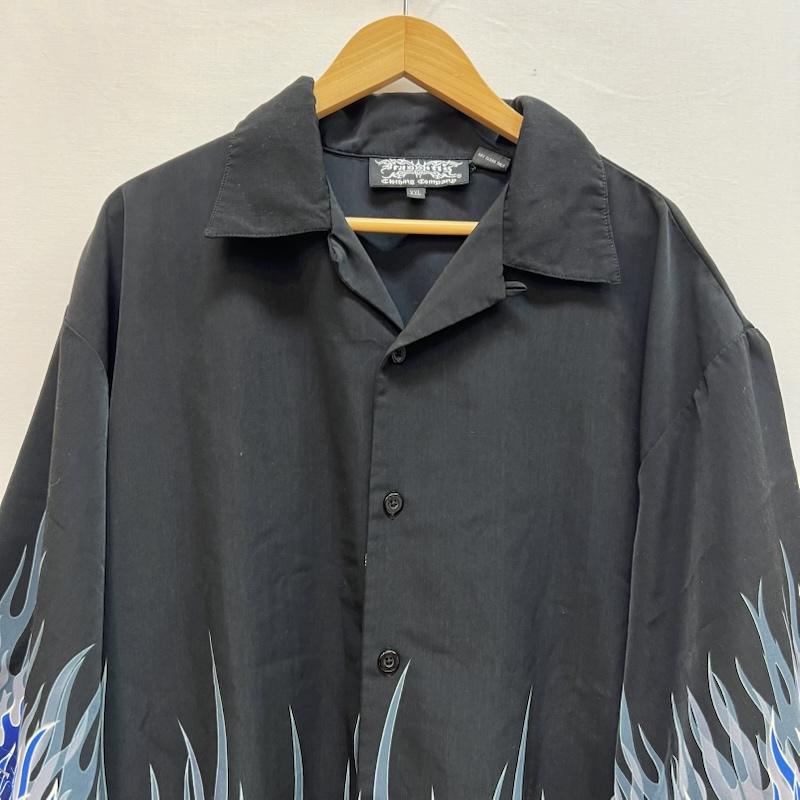 古着 USED シャツ、ブラウス 半袖 DRAGON FLY ファイヤーパターン 開襟シャツ アロハ XXL 黒 / ブラック / black メンズ USED 古着 中古 50161477