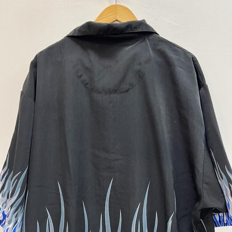 古着 USED シャツ、ブラウス 半袖 DRAGON FLY ファイヤーパターン 開襟シャツ アロハ XXL 黒 / ブラック / black メンズ USED 古着 中古 50161477