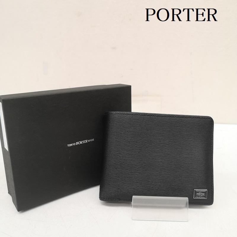 ポーター PORTER 財布 二つ折り CURRENT WALLET カレント ウォレット - 黒 / ブラック / black メンズ USED 古着 中古 50161480