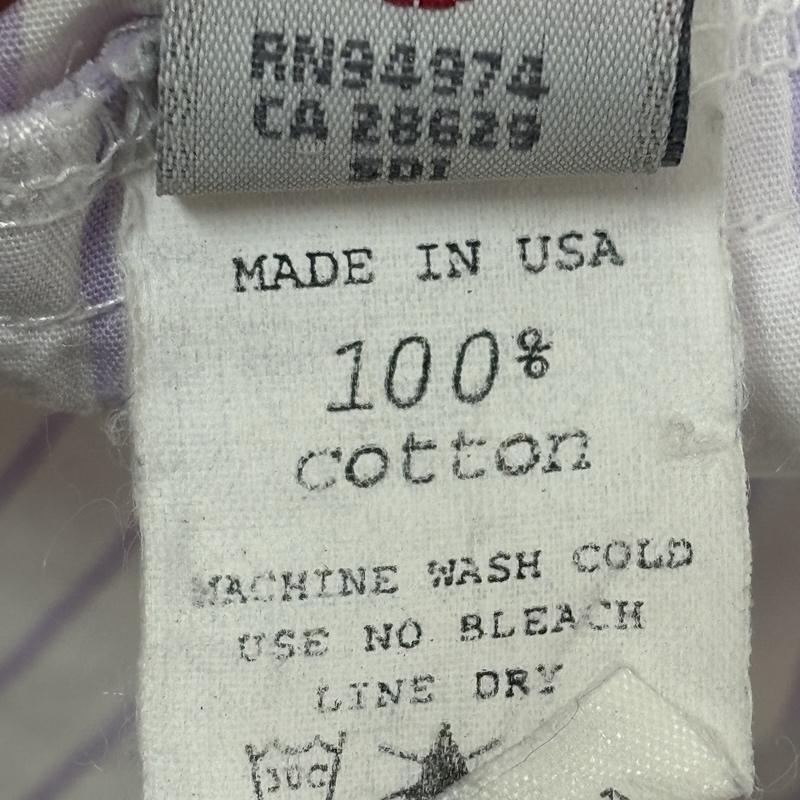 ステューシー STUSSY シャツ、ブラウス 半袖 USA製 ボーダー柄 半袖 シャツ 胸ポケット ロゴ 刺繍 M ボーダー柄 白 / ホワイト / white X 紫 / パープル / purple メンズ USED 古着 中古 50161494