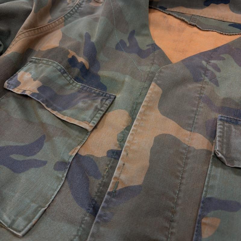 ＵＳフルギ US古着 ジャケット、上着 ジャケット、ブレザー US ARMY 後染め アメリカ軍 ウッドランド カモ ジャケット ミリタリー 迷彩 - カモフラージュ柄・迷彩 橙 / オレンジ / orange X カーキ / カーキ / khaki X 茶 / ブラウン / brown メンズ USED 古着 中古 50161499