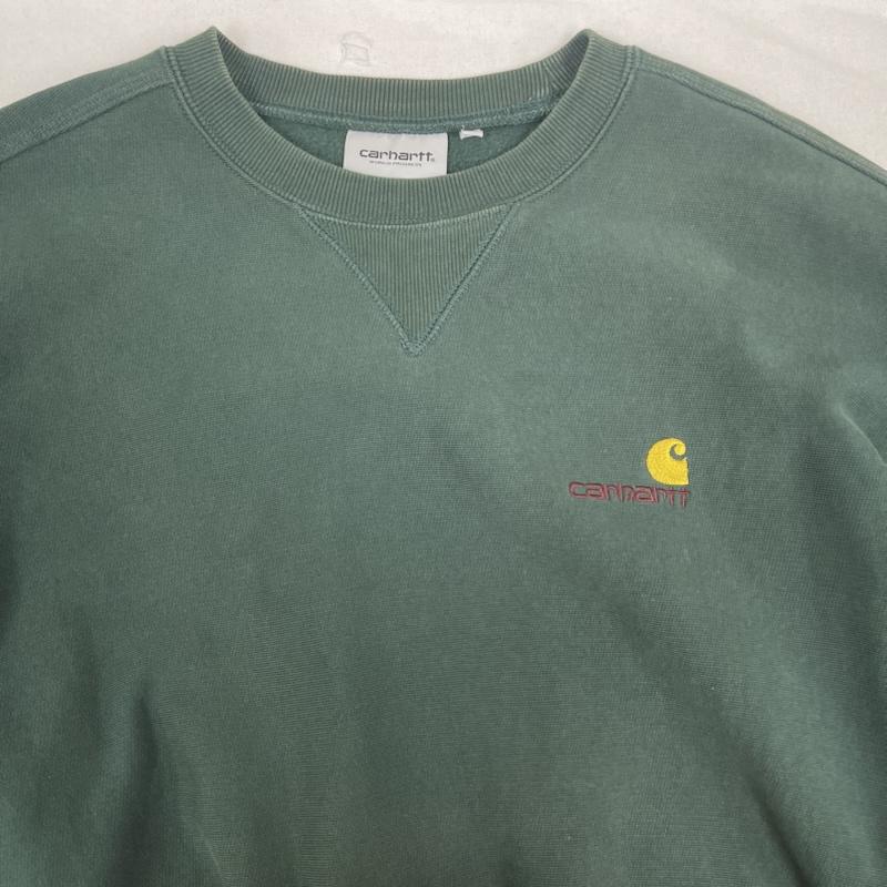 カーハート Carhartt トレーナー 長袖 ロゴ刺繍 クルーネック スウェットシャツ トレーナー L 緑 / グリーン / green メンズ USED 古着 中古 50161511
