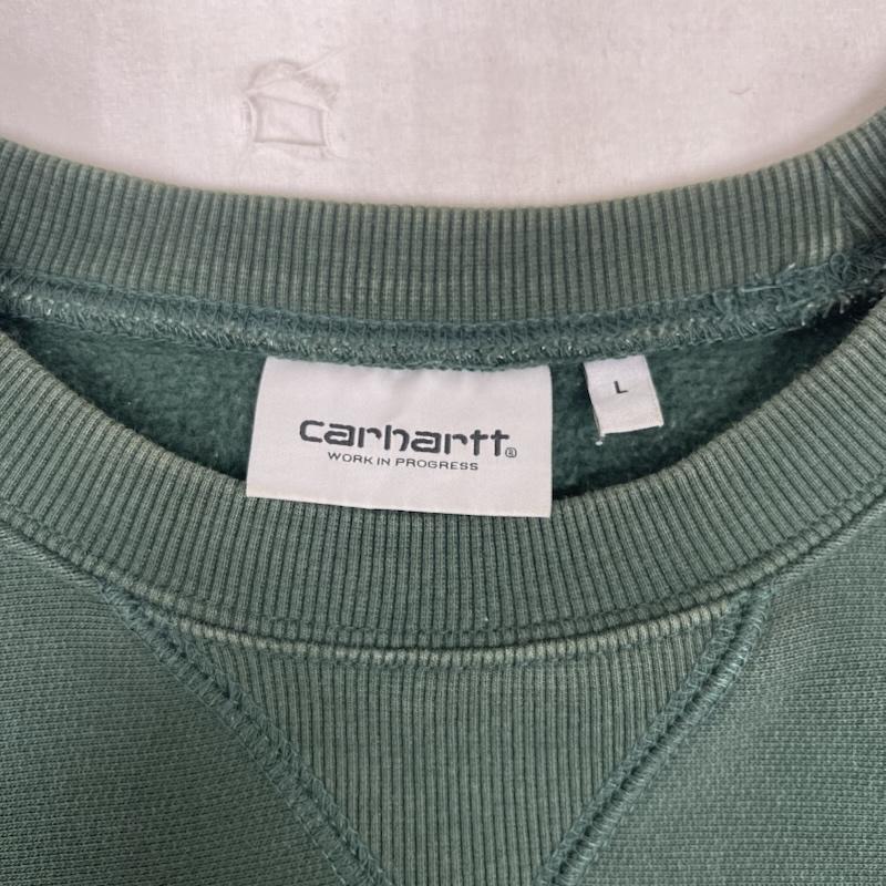 カーハート Carhartt トレーナー 長袖 ロゴ刺繍 クルーネック スウェットシャツ トレーナー L 緑 / グリーン / green メンズ USED 古着 中古 50161511