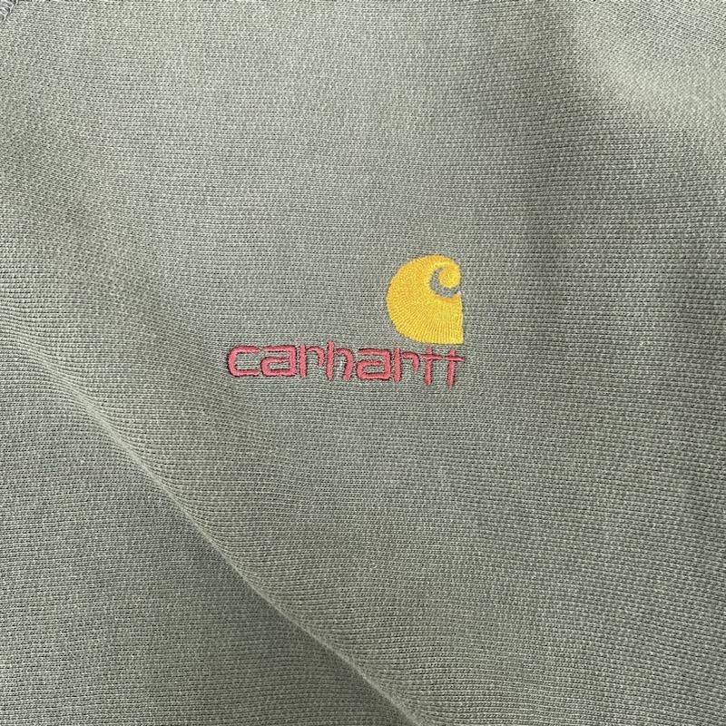 カーハート Carhartt トレーナー 長袖 ロゴ刺繍 クルーネック スウェットシャツ トレーナー L 緑 / グリーン / green メンズ USED 古着 中古 50161511
