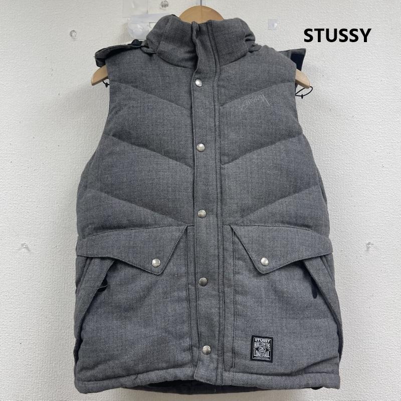 ステューシー STUSSY ジャケット、上着 ダウンベスト ロゴ刺繍 ヘリンボーン柄 フード ダウンベスト M 灰 / グレー / gray メンズ USED 古着 中古 50161517