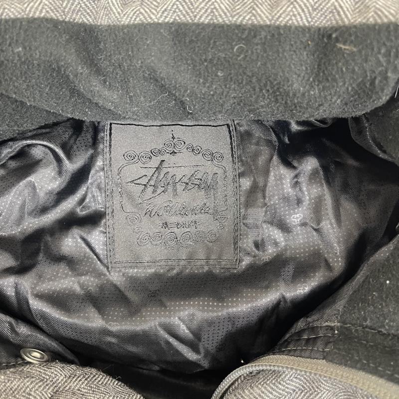 ステューシー STUSSY ジャケット、上着 ダウンベスト ロゴ刺繍 ヘリンボーン柄 フード ダウンベスト M 灰 / グレー / gray メンズ USED 古着 中古 50161517