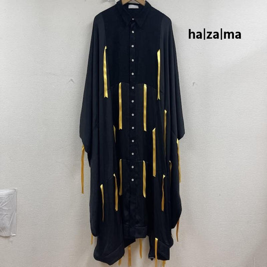 古着 USED シャツ、ブラウス 半袖 ha|za|ma 20ss 結ぶリボンシャツ 変形 ロングシャツ ワンピース 黒 / ブラック / black メンズ USED 古着 中古 50161522