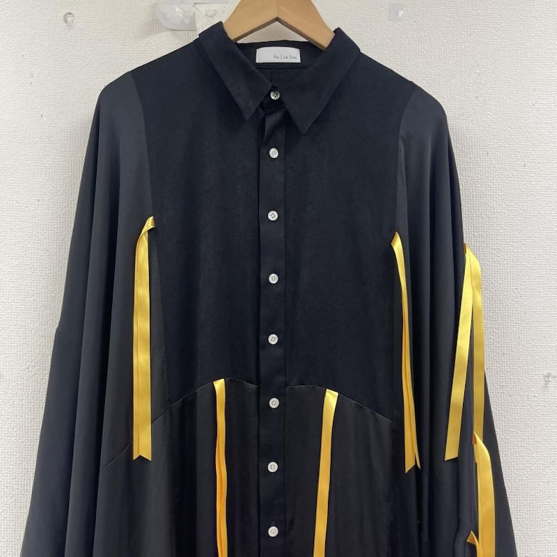 古着 USED シャツ、ブラウス 半袖 ha|za|ma 20ss 結ぶリボンシャツ 変形 ロングシャツ ワンピース 黒 / ブラック / black メンズ USED 古着 中古 50161522