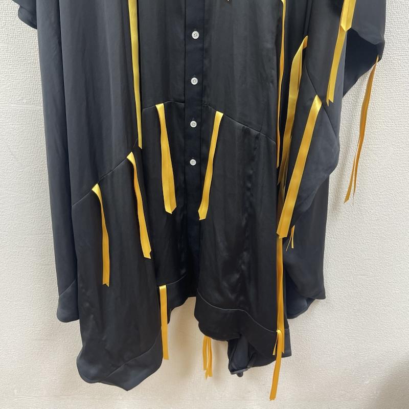 古着 USED シャツ、ブラウス 半袖 ha|za|ma 20ss 結ぶリボンシャツ 変形 ロングシャツ ワンピース 黒 / ブラック / black メンズ USED 古着 中古 50161522