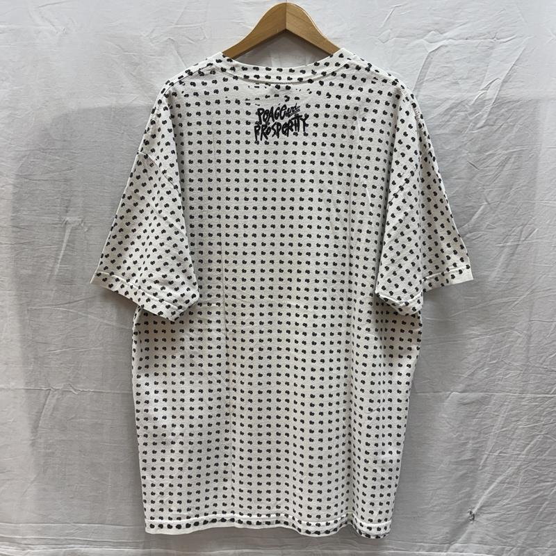 ステューシー STUSSY Tシャツ 半袖 ロゴ 総柄 ストックロゴ ビッグサイズ 半袖 クルーネック Tシャツ XL 白 / ホワイト / white X 黒 / ブラック / black メンズ USED 古着 中古 50161524