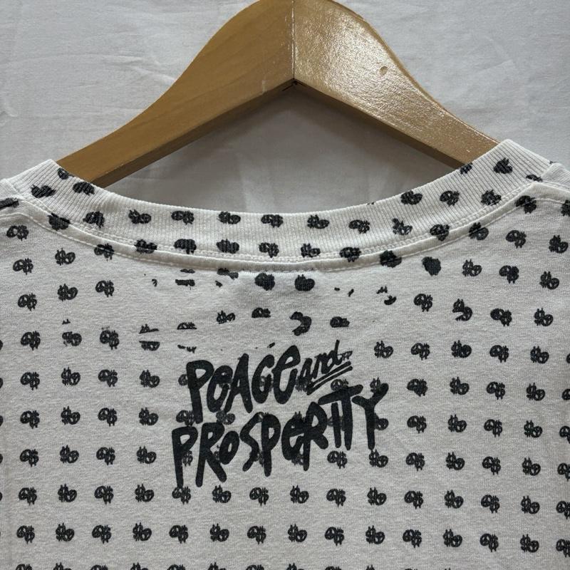 ステューシー STUSSY Tシャツ 半袖 ロゴ 総柄 ストックロゴ ビッグサイズ 半袖 クルーネック Tシャツ XL 白 / ホワイト / white X 黒 / ブラック / black メンズ USED 古着 中古 50161524