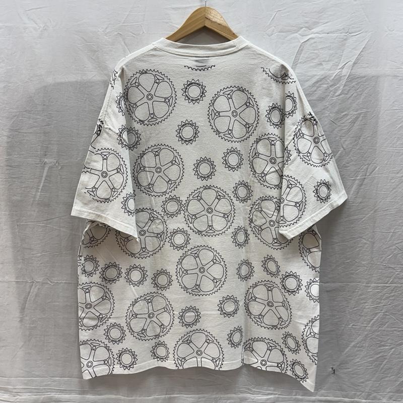 ステューシー STUSSY Tシャツ 半袖 00年代 ギア 歯車 総柄 プリント クルーネック Tシャツ ビッグサイズ 00s XXL 白 / ホワイト / white メンズ USED 古着 中古 50161525