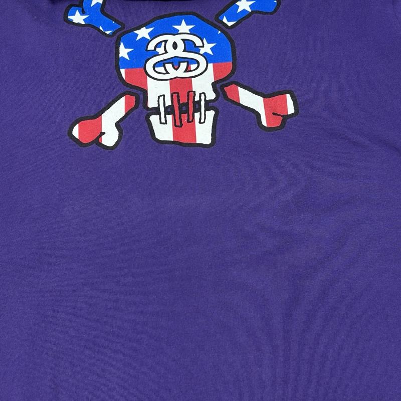 ステューシー STUSSY Tシャツ 半袖 00年代 星条旗柄 スカル Sリンク クルーネック 半袖 Tシャツ 00s XL メンズ USED 古着 中古 50161527