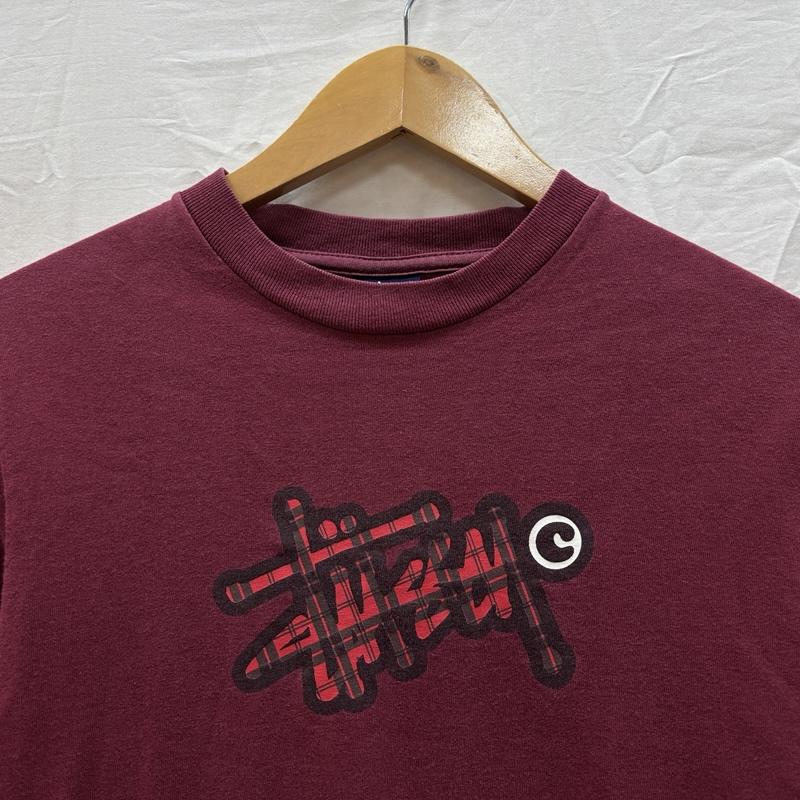 ステューシー STUSSY Tシャツ 半袖 90年代 ビンテージ USA製 チェックロゴ クルーネック 半袖 Tシャツ 90s VINTAGE S えんじ / ワインレッド / dark red メンズ USED 古着 中古 50161531