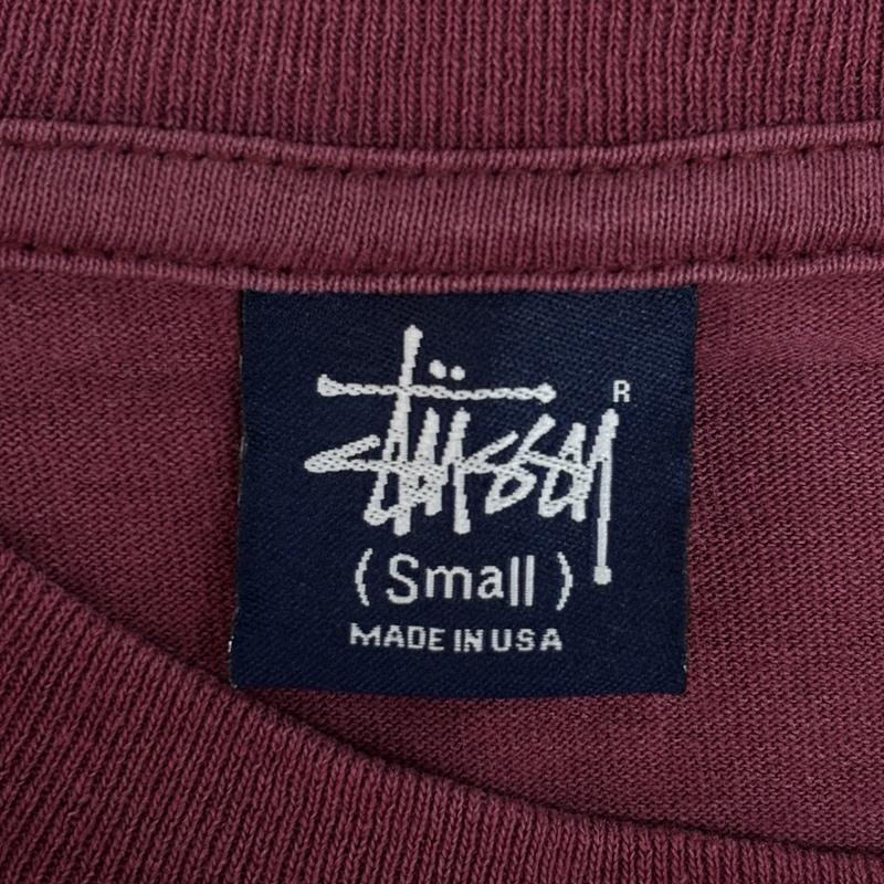 ステューシー STUSSY Tシャツ 半袖 90年代 ビンテージ USA製 チェックロゴ クルーネック 半袖 Tシャツ 90s VINTAGE S えんじ / ワインレッド / dark red メンズ USED 古着 中古 50161531