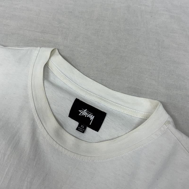 ステューシー STUSSY Tシャツ 半袖 クラウンロゴ 刺繍 ポケット Tシャツ ポケT ビッグサイズ XL 白 / ホワイト / white メンズ USED 古着 中古 50161532