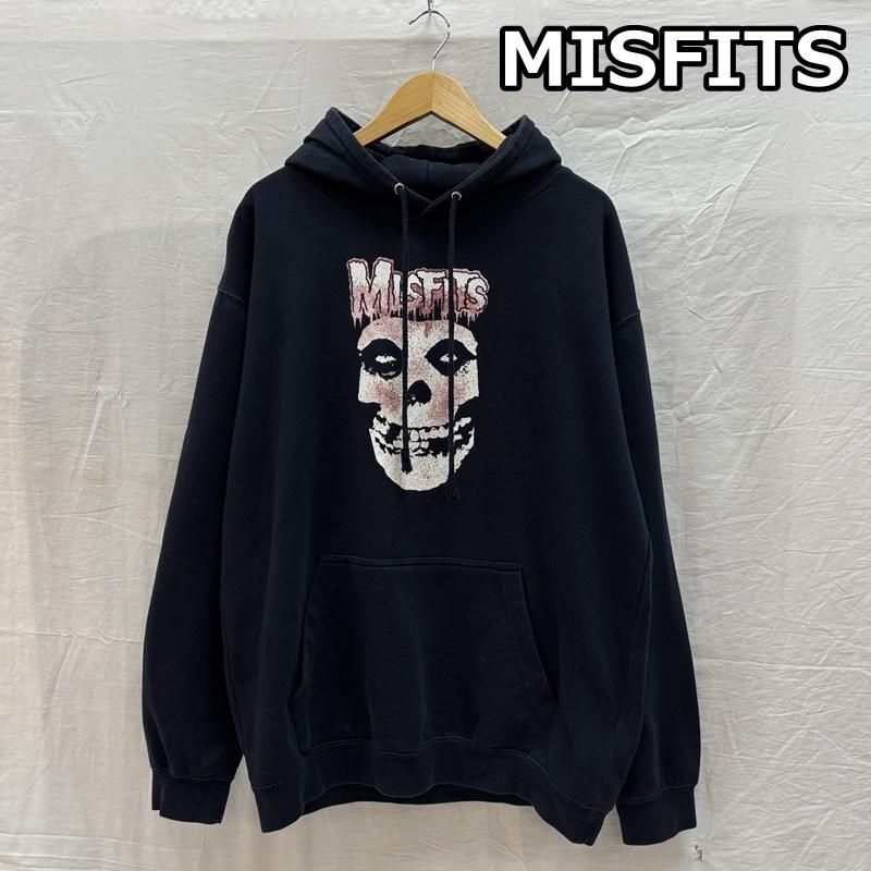古着 USED パーカー 長袖 MISFITS ミスフィッツ バンド ロゴ プリント プルオーバー フーディ スウェット パーカー L 紺 / ネイビー / navy メンズ USED 古着 中古 50161537
