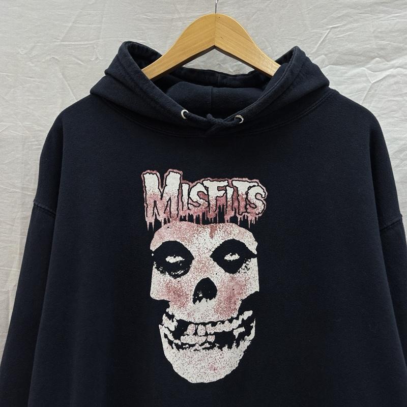 古着 USED パーカー 長袖 MISFITS ミスフィッツ バンド ロゴ プリント プルオーバー フーディ スウェット パーカー L 紺 / ネイビー / navy メンズ USED 古着 中古 50161537