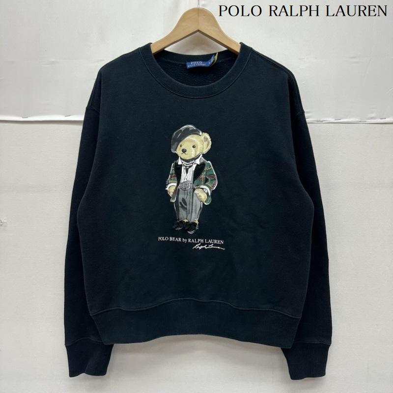 ポロラルフローレン POLO RALPH LAUREN トレーナー 長袖 22AW Plaid Tuxedo Polo Bear Jumper ポロベア プリント スウェット M 黒 / ブラック / black メンズ USED 古着 中古 50161552