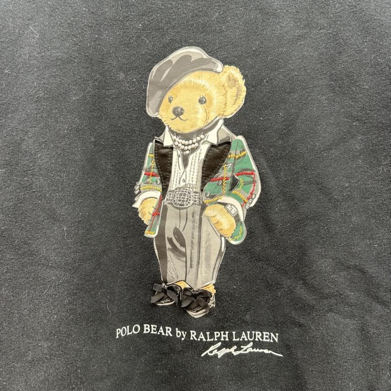 ポロラルフローレン POLO RALPH LAUREN トレーナー 長袖 22AW Plaid Tuxedo Polo Bear Jumper ポロベア プリント スウェット M 黒 / ブラック / black メンズ USED 古着 中古 50161552
