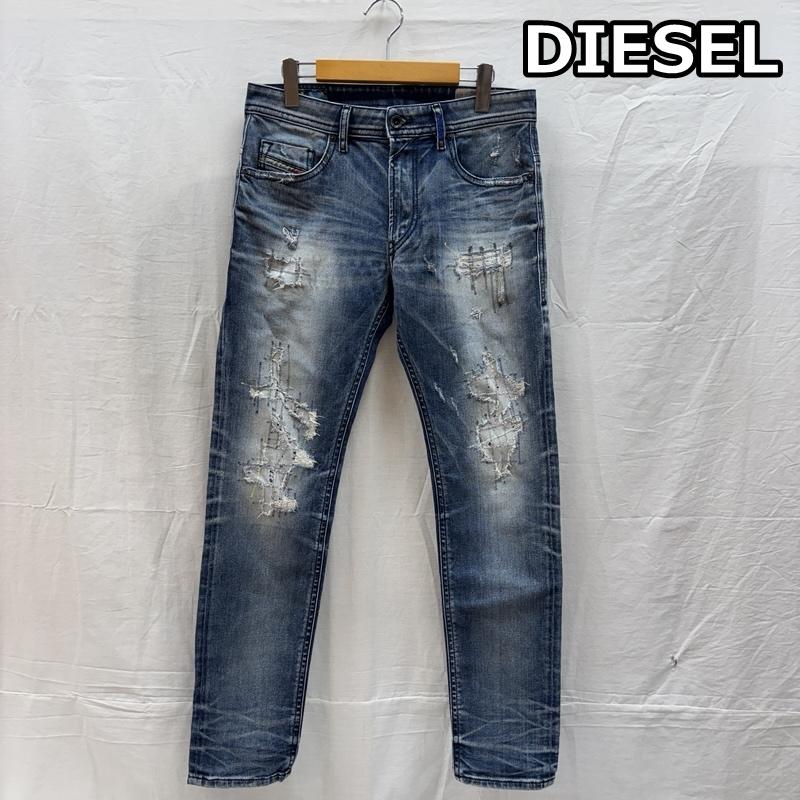 ディーゼル DIESEL パンツ デニム、ジーンズ THOMMER ダメージリペア加工 ストレッチ スリム デニム パンツ 30インチ メンズ USED 古着 中古 50161553
