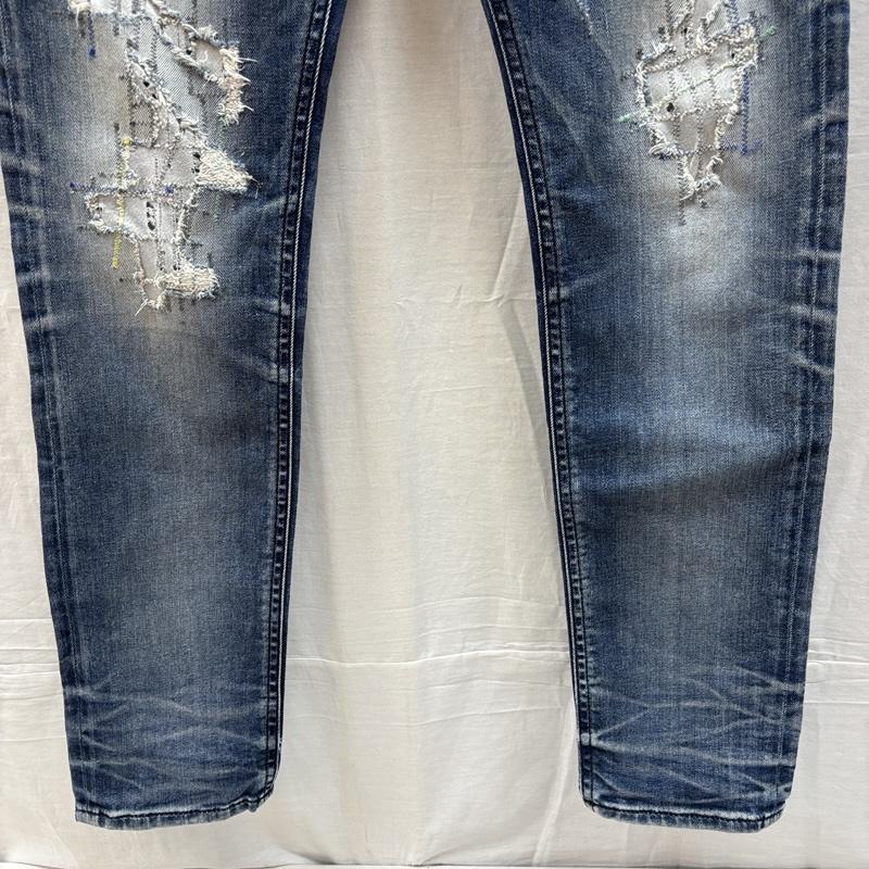 ディーゼル DIESEL パンツ デニム、ジーンズ THOMMER ダメージリペア加工 ストレッチ スリム デニム パンツ 30インチ メンズ USED 古着 中古 50161553