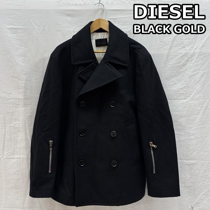 ディーゼル ブラック ゴールド DIESEL BLACK GOLD コート ピーコート ジップデザイン ウール ピーコート 46 黒 / ブラック / black メンズ USED 古着 中古 50161554
