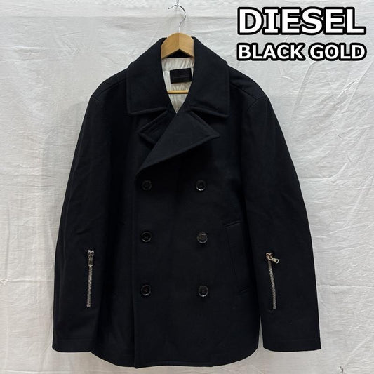 ディーゼル ブラック ゴールド DIESEL BLACK GOLD コート ピーコート ジップデザイン ウール ピーコート 46 黒 / ブラック / black メンズ USED 古着 中古 50161554