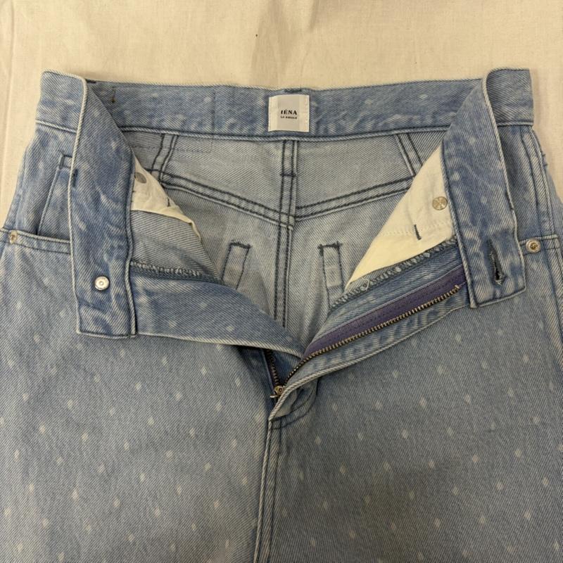 イエナラブークル IENA LA BOUCLE パンツ デニム、ジーンズ ソフトデニムスクウェアドットシルエットパンツ ドット柄 水玉 light blue 36 日本製 36 ドット 水色 / ライトブルー / レディース USED 古着 中古 50161559